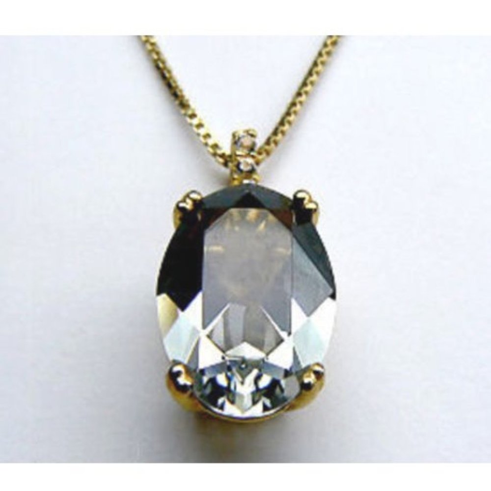 VERA WANG 18K Gold over SILVER Gray Solitaire Necklace - Picture 4 of 13